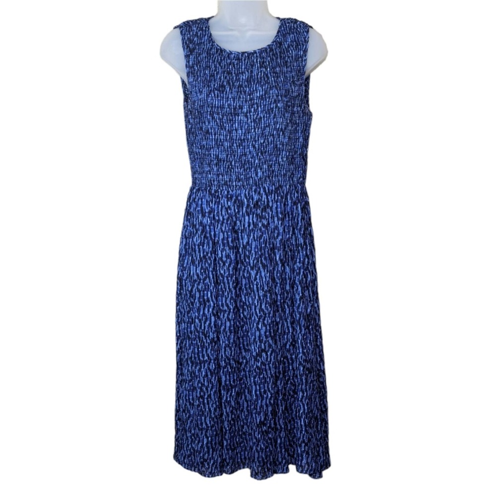 Rebecca Taylor Batik Mirage Ruched Dress 4 Blue - Picture 3 of 8